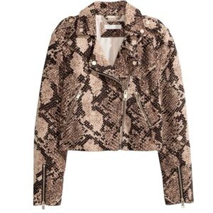 🕶️H&M Aviator Moto Women's Snake Print Jacket US4 (XS) LIKE NEW🕶️